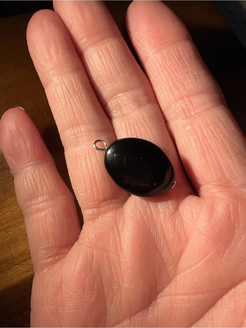 Black Oval Obsidian Pendant or Charm - Minimalist Pendant